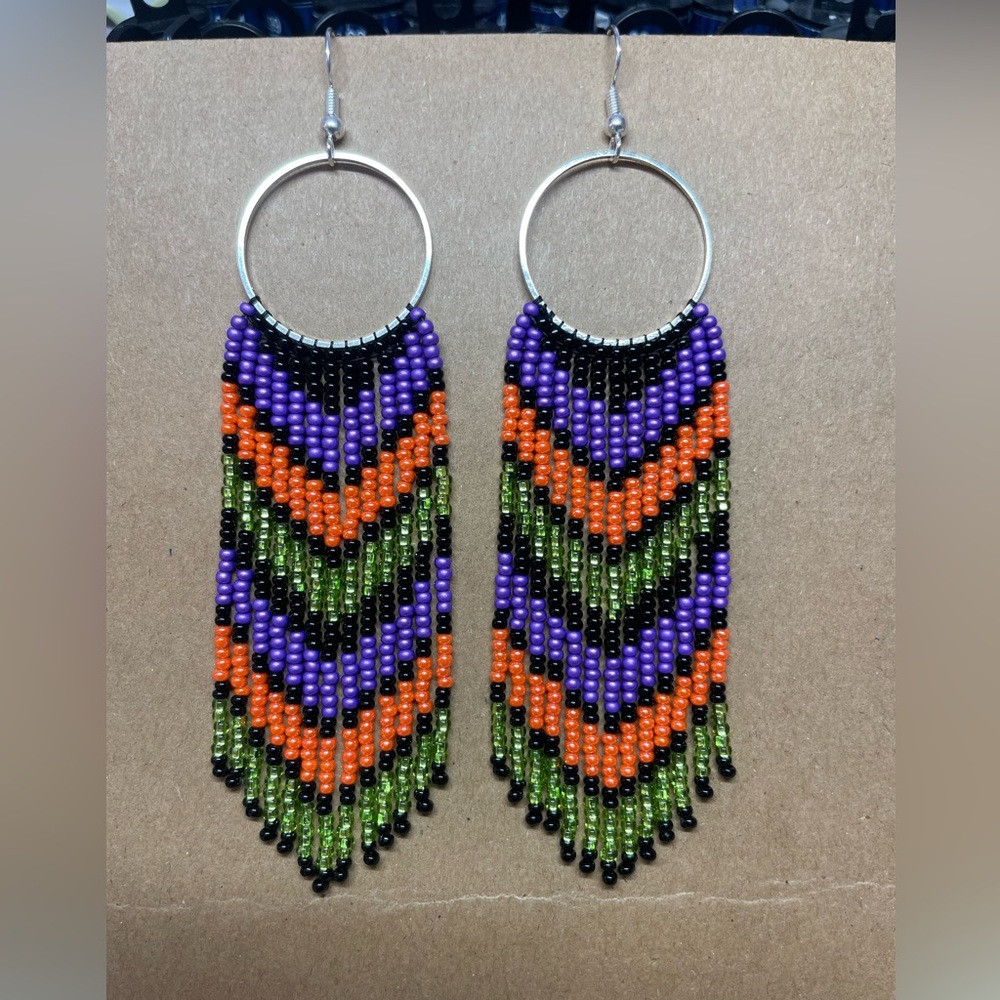 Halloween beaded fringe earrings